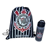 Garrafinha De Água Corinthians Garrafa + Mochila Tipo Saco