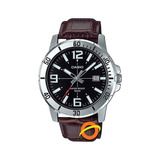 Reloj Casio Hombre Cuero Analogico Fecha Mtp-vd01 Sumergible