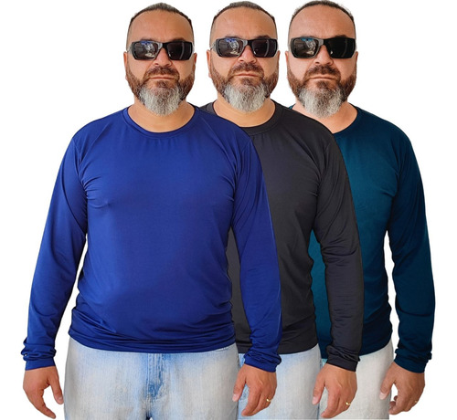 Kit 3 Camiseta Blusa Plus Size Uv Masculino Feminino Térmica