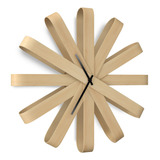 Relogio De Parede Ribbonwood Madeira 51cm - Umbra Design Cor Da Estrutura Bege