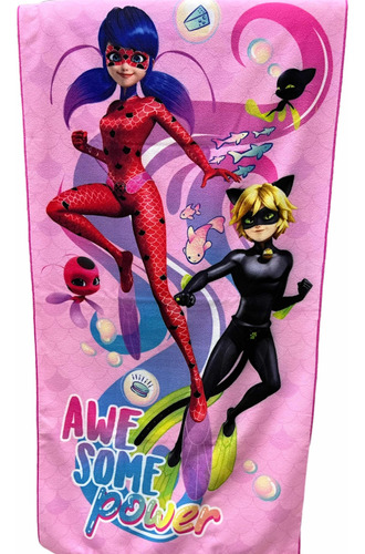 Toalla Infantil Microfibra Lady Bug Y Cat Noir