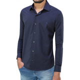 Camisa Manga Longa Essencial Slim Masculina Ogochi Marinho