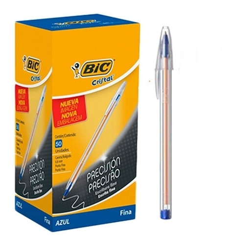 Lapices Bic Punta Fina Azul Caja 50 Unidades 