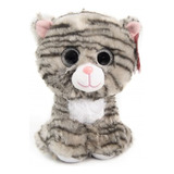 Peluche Gato Sentado 20cm Suave Color Gris