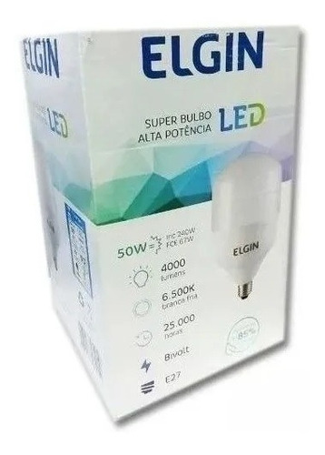 Lampada Led 50 W Elgin Alta Potência 110/220 Super Bulbo