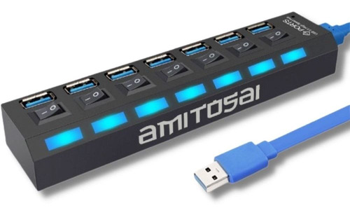 Zapatilla Prolongador 7 Puertos Usb Hub 3.0 O6 U8