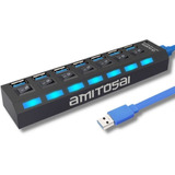 Zapatilla Prolongador 7 Puertos Usb Hub 3.0 O6 U8