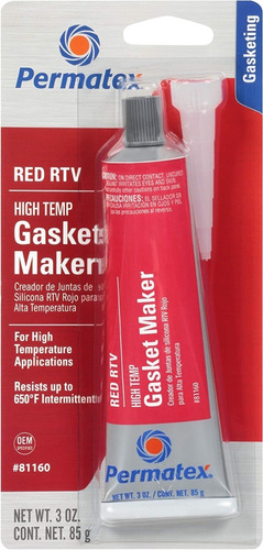 Silicon Permatex Gasket Maker, Empaque 85gr Red  High Temp