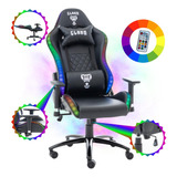 Cadeira Gamer Profissional Luz De Led Rgb Clanm + Controle