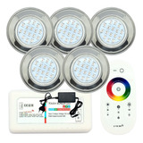 Kit Led Piscina Brustec- 5 Led 9w Inox 100m²+ Módulo+ Fonte