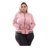 Jaqueta Bomber Feminina Plus Size Blusa Ziper Roupa Promoção