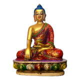 Estatua Buda Tibetano Pintada A Mano 14cm Importada De Nepal