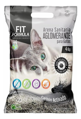 Arena Sanitaria Para Gatos Carbon Activado Fit Formula 4 Kg 