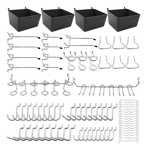80 Piezas Surtido De Ganchos De Tablero Perforado Con Conten