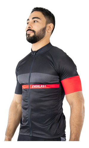 Camiseta De Ciclismo Everlast Negra Con Rojo