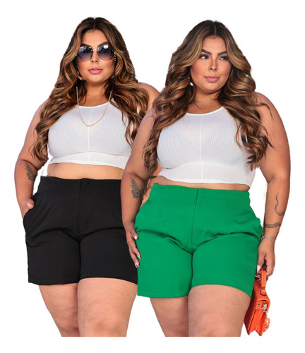 Kit 2 Short Feminino Alfaiataria Social Plus Size Zrapremium