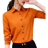 Camisa De Solapa For Mujer, Informal, Oficina Formal, Blusa