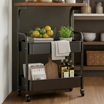 Carrito De Cocina Hosom 3 Niveles Con Ruedas Giratorias | Envío gratis