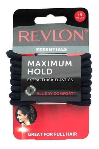 Elásticos Negros Essentials  Revlon Thick 15 Un