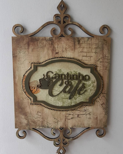 Placa Cantinho Do Cafe Estilo Rustico