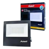 Refletor De Led Slim 50w 3000k Bivolt Luz Amarela Avant