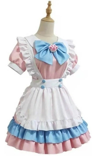 Disfraz De Cosplay Traje Rosa Lindo Maid Lolita Kawai Set