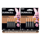 16 Pilhas Alcalina Palito Aaa Duracell 1,5v Controle Remoto