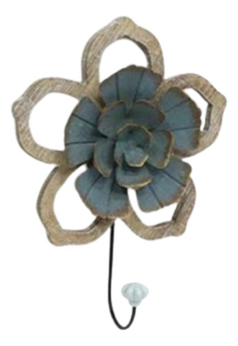 Perchero Decorativo Flor En Chapa Y Madera