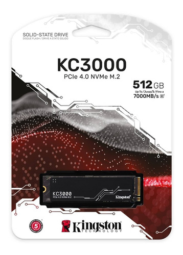 Disco Ssd M.2 Gen4 (7000mb/s) Kingston  512mb, Skc3000s/512g