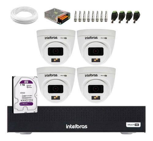 Kit Intelbras 4 Cameras Full Color Dvr 4ch 1tb Purple