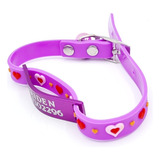 Chapita Pasador Gatos Violeta + Collar Goma Love Violeta 