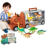 Juguete De Camión Transportador Dinosaurio Para Niños 7 En 1