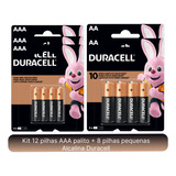 12 Pilhas Duracell Palito Aaa+8 Pilhas Pequena Aa Alcalina