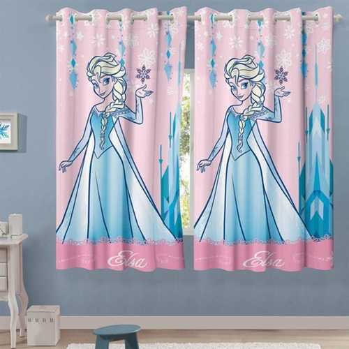 Cortina Com Ilhos Infantil Estampada Frozen 1,50 M X 1,80 M