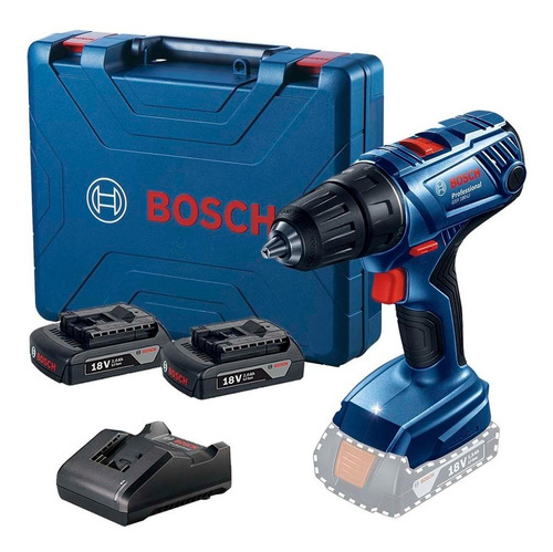 Taladro Atornillador Inalámbrico De 13mm Bosch Gsr 180-li 18v Más 2 Baterías De 2.0 Ah Con Maletín De Transporte 110v/220v