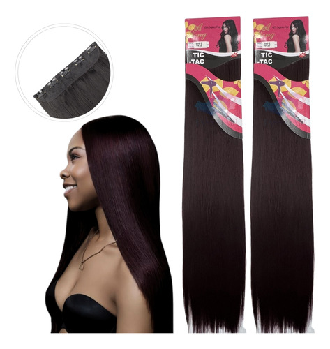 2 Cabelo Aplique Tic Tac Fibra Orgânica Weng 140 Gramas 70cm