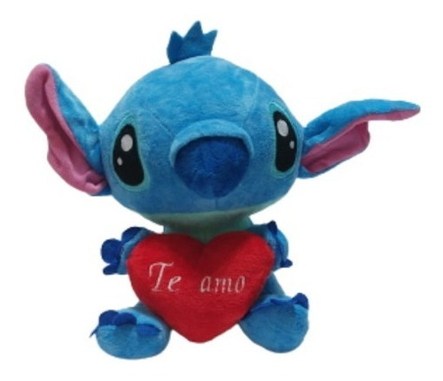 Peluche Stitch Sentado Con Corazón  Te Amo  20 Cm Calidad A1