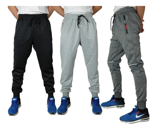 Pack 3 Pantalones Buzo Hombre Juvinel Jogger Fit Deportivo