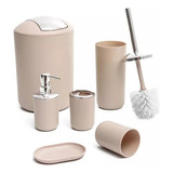 Juego Accesorios Set De Baño 6 Piezas Cepillo Wc Inoxidable