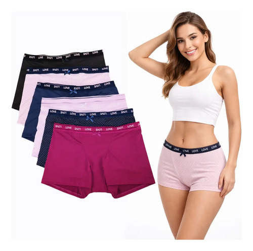 Paquete 6 Boxers Cachetero Algodón Para Mujer Multicolor | Meses sin interés