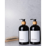 Kit 2 Dispensadores Para Jabón Shampoo Bamboo Plástico,500ml