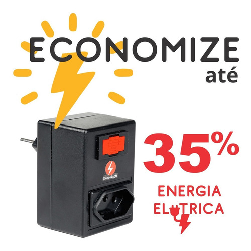 Economizador De Energia Tomada Preto - Economia Ate 35%