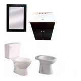 Juego Baño Completo Sanitarios Ferrum Vanitory Wengue Espejo