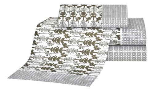 Juego De Sábanas Danubio Botanical 2 1/2 Plazas 144 Hilos