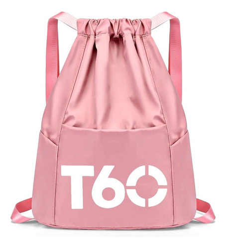 Mochila Bolsa Treino Academia Esportiva Passeios Tipo Saco Cor Rosa