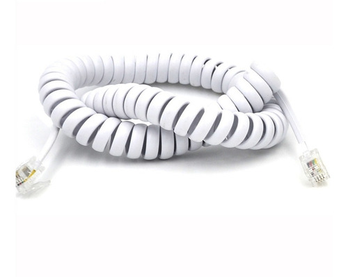 Cable Rulo Espiral Telefono 50cm A 4m Blanco Negro