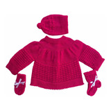Casaco De Bebê Lã Com Touca, Luva E Meia Pink