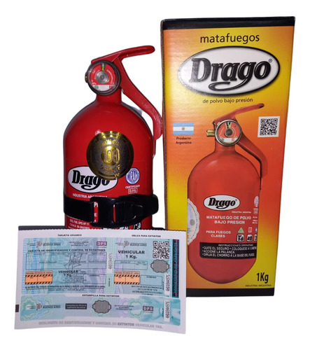 Matafuego 1kg Reglamentario Para Vehiculo Vtv Drago