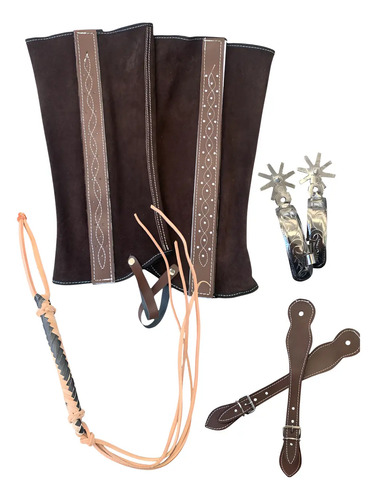 Juego De Espuelas ,correllones, Cuarta De Cuero Y Polainas