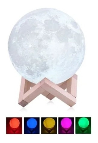 Lampara Lunar Led 3d Luna 16 Colores